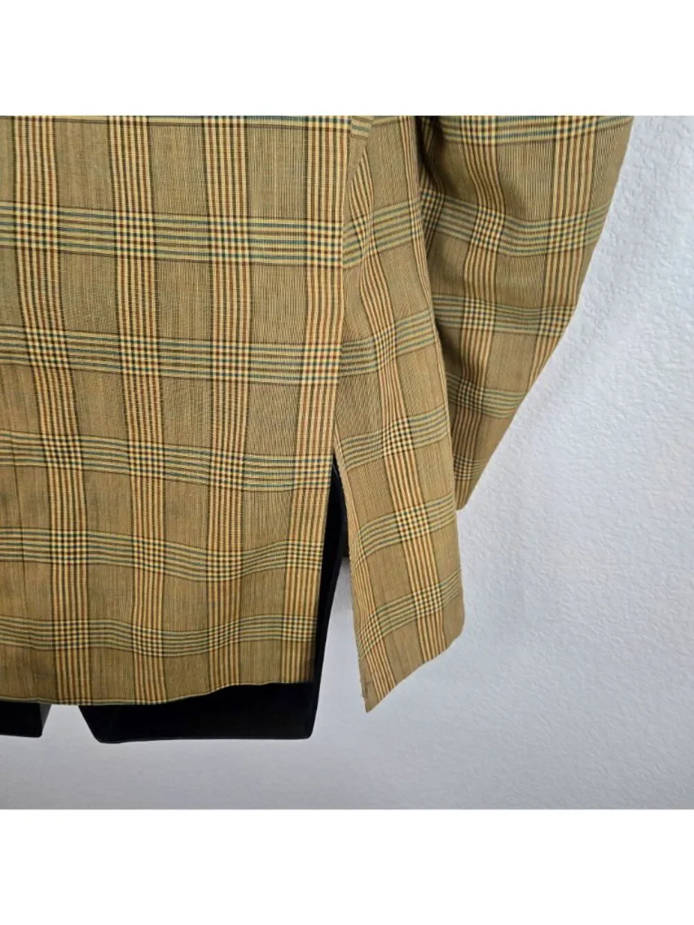 Vintage 70s Towncraft Polyester Blazer Sports Coat Plaid Yellow Mens M